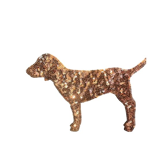 Y2K Victorias Secret PINK Womens XS Black‎ V-Neck Sequin Dog Tee - Picture 6 of 6